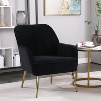 Samt-Freizeitsitz, Ergonomisches Design, 64x72,8x77,9 cm, Schwarz von ZX-1725