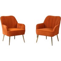 Samt-Freizeitsitze im 2er-Set, Ergonomisches Design, 64x72,8x77,9 cm, Orange von ZX-1725