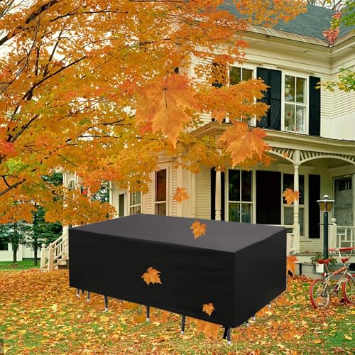 ZXBNNN Abdeckung für Gartenmöbel, 40x40x40cm/LxWxH Winterfest Abdeckplane Gartenmöbel, 420D Oxford Gewebe Abdeckhaube Gartentisch Rechteckig, Schutzhülle Tisch für Gartentisch Sitzgruppe von ZXBNNN