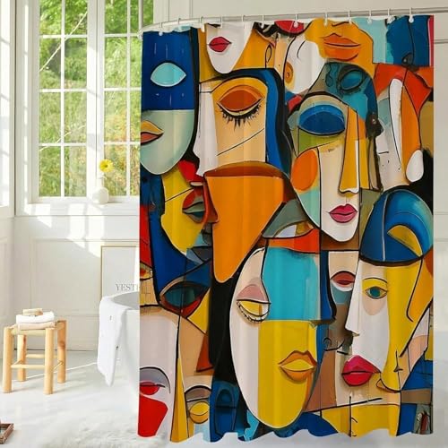 ZXBNNN Abstrakte Duschvorhänge, Boho-geometrischer süßer Badevorhang, Duschvorhänge für Badezimmerdekor mit Haken, waschbar (138x153cm) von ZXBNNN