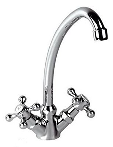 Nostalgie Retro Spültischarmatur Küchenarmatur Zweigriff glänzend Chrom 4500-1A von ZXC