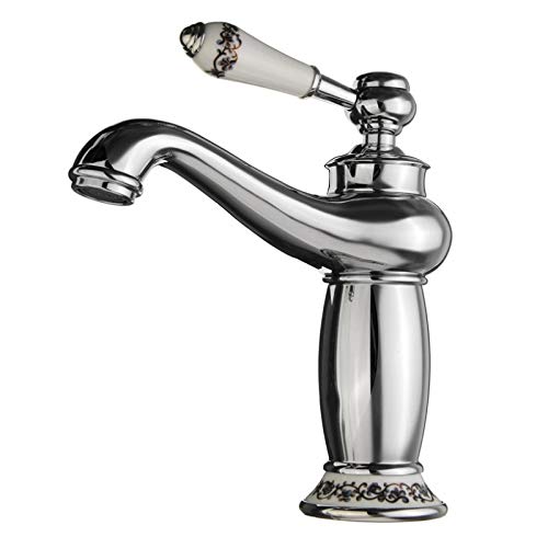 ZXC Retro Antik Landhaus Bad Waschbecken Armatur - Nostalgie Einhebel Mischbatterie Wasserhahn in Chrom von ZXC