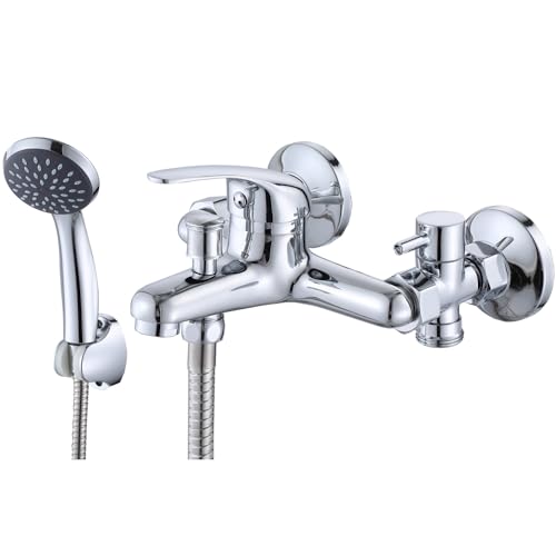 ZXC Wandarmatur für die Badewanne mit Ventil, Anschluss für Spül- oder Waschmaschine und Brause-Anschluss in Chrom ZXC Wandarmatur für die Badewanne mit Ventil, Anschluss für Spül- oder Waschmaschine und Brause-Anschluss in Chrom von ZXC