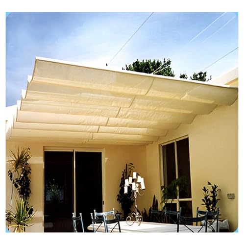 ZXCASDF Einziehbar Welle Sonnensegel,Einziehbares Sonnensegel，Schiebedraht Welle Überdachung，U Shape Wave Shade Cover,Für Outdoor Wintergarten Terrasse Terrassengarten(W2*L6m/W6.56*L19.68ft) von ZXCASDF