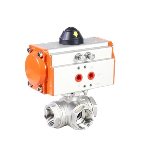 1/4" Stainless Steel Pneumatic Three Way Ball Valve T Type Q614F-16P Three Piece High Platform Pneumatic Ball Valve(T Type) von ZXCDLCCJD