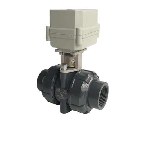 1-1/4'' UPVC True Union Elektrisches Ventil AC110-230V, CE-zertifiziert, IP67, DN32 Kunststoffbetätigtes Ventil 10NM Ein/Aus 15 Sek. Metallgetriebe(BSP,AC110V-230V_CR704) von ZXCDLCCJD