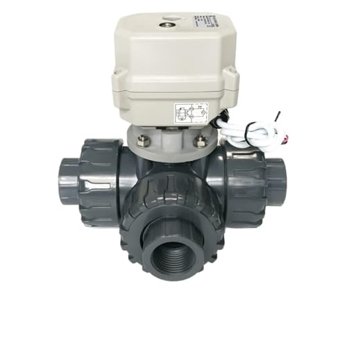 1 Zoll 3-Wege True Union Elektrischer Kugelhahn aus Kunststoff mit Klebeenden und Stellantrieb ISO5211, 15 Nm Handbetätigung und Positionsanzeige(BSP THREAD_CR703) von ZXCDLCCJD