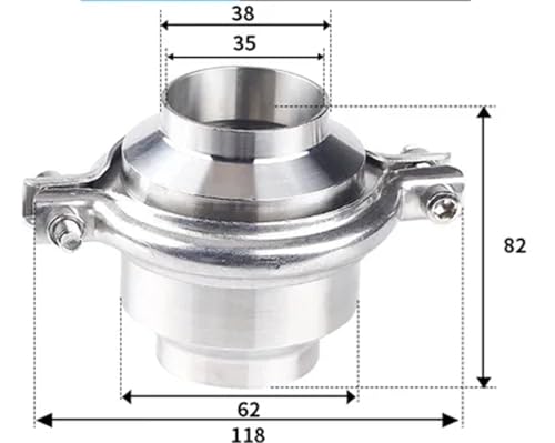 19 25 32 38 51-159mm OD Butt Weld SUS 304 316L Edelstahl Sanitär Nicht-rückkehr Eine Möglichkeit überprüfen Ventil Homebrew(38mm OD Weld) von ZXCDLCCJD