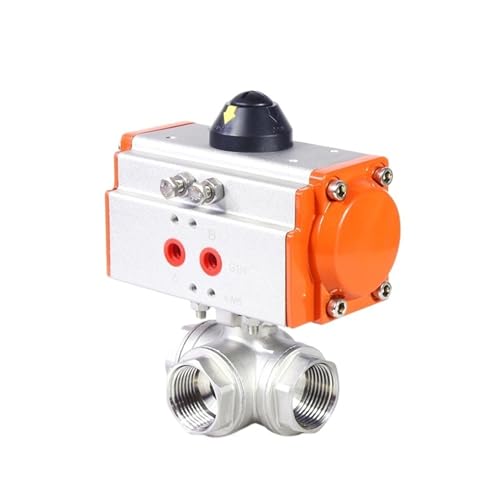 3/8" Stainless Steel Pneumatic Three Way Ball Valve T Type Q614F-16P Three Piece High Platform Pneumatic Ball Valve(T Type) von ZXCDLCCJD