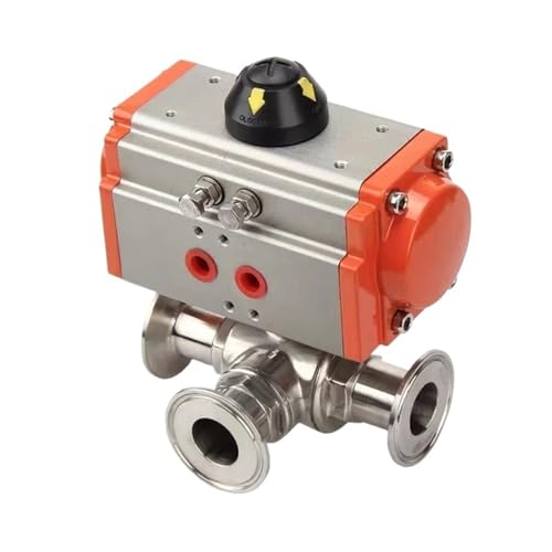 38mm 3 Way 304 Stainless Steel Sanitary Tri Clamp Ferrule T/L Type Pneumatic Ball Valve With Double Acting Cylinder(T Type) von ZXCDLCCJD