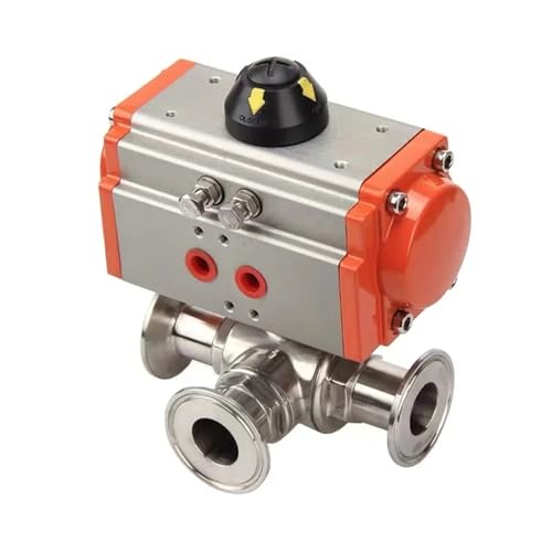 76mm 304 Stainless Steel Sanitary Tri Clamp Ferrule T/L Type 3-Way Pneumatic Ball Valve With Double Acting Cylinder(L Type) von ZXCDLCCJD