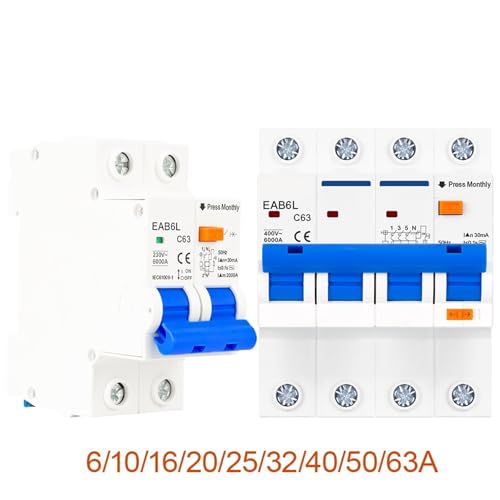 AC230V MCB Leakage Protector RCBO Overload Short Circuit Protection 2P 4P 30mA Residual Current Circuit Breaker Switch RCCB RCD(40A,4P) von ZXCDLCCJD
