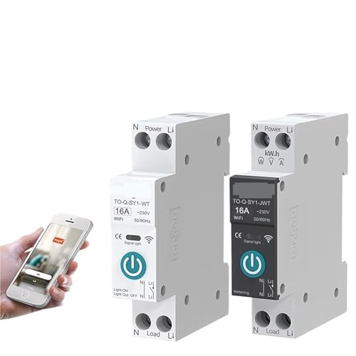 Wifi Smart Circuit Breaker Switch With Metering 63A1P Din Rail remote control Smart Home Smart Life App Timer Module(Black with metering,25A) von ZXCDLCCJD