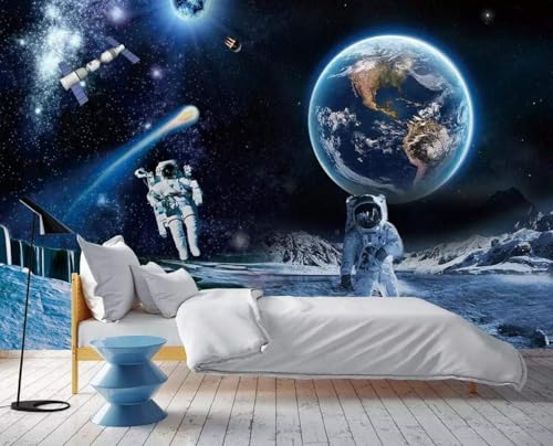 Fototapete Astronaut Galaxie Erde 400x255cm Tapete Kinderzimmer Vliestapete Wohnzimmer Schlafzimmer Wandtapete Deco -ZXCHEE-MZ00061 von ZXCHEE