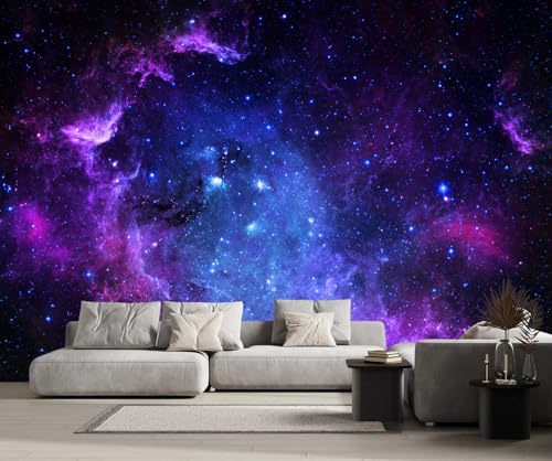 Fototapete Blau Violett Weltraum Nebel 400x255cm Tapete Kinderzimmer Vliestapete Wohnzimmer Schlafzimmer Wandtapete Deco -ZXCHEE-MZ04849 von ZXCHEE