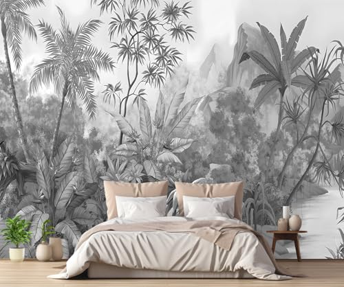 Fototapete Schwarz Weiße Dschungelpflanzen 310x250cm Tapete Kinderzimmer Vliestapete Wohnzimmer Schlafzimmer Wandtapete Deco -ZXCHEE-MZ02381 von ZXCHEE