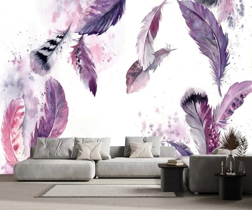 Fototapete Vintage Lila Feder 310x250cm Tapete Kinderzimmer Vliestapete Wohnzimmer Schlafzimmer Wandtapete Deco -ZXCHEE-MZ00932 von ZXCHEE