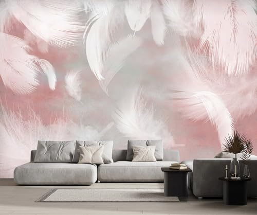 Fototapete Weiße Federn Minimal 350x250cm Tapete Kinderzimmer Vliestapete Wohnzimmer Schlafzimmer Wandtapete Deco -ZXCHEE-MZ05910 von ZXCHEE