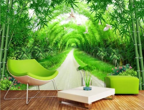 Tapete 3D Fototapete 3D Effekt Bamboo Wald Trail Frisch Tapeten Kinderzimmer Wandbilder Wohnzimmer Schlafzimmer Wanddeko -ZX11885-310x250cm von ZXCHEE