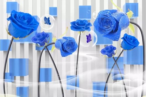 Tapete 3D Fototapete 3D Effekt Blaue Rose Schmetterling Tapeten Kinderzimmer Wandbilder Wohnzimmer Schlafzimmer Wanddeko -ZX09035-400x280cm Tapete 3D Fototapete 3D Effekt Blaue Rose Schmetterling Tapeten Kinderzimmer Wandbilder Wohnzimmer Schlafzimmer Wanddeko -ZX09035-400x280cm von ZXCHEE