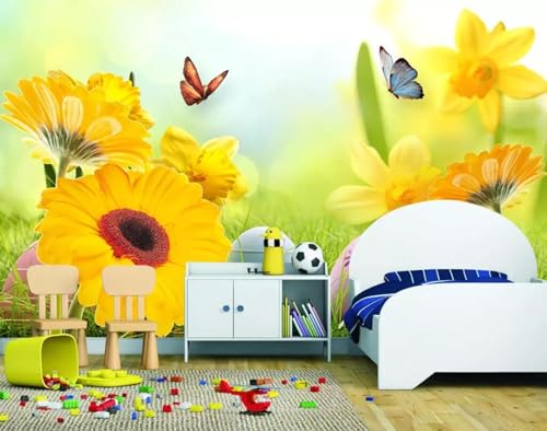 Tapete 3D Fototapete 3D Effekt Blumen Schmetterlinge Mode Tapeten Kinderzimmer Wandbilder Wohnzimmer Schlafzimmer Wanddeko -ZX03780-430x300cm von ZXCHEE