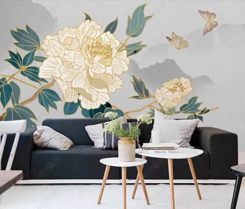Tapete 3D Fototapete 3D Effekt Blumen Schmetterlinge Tapeten Kinderzimmer Wandbilder Wohnzimmer Schlafzimmer Wanddeko -ZX07169-310x250cm von ZXCHEE