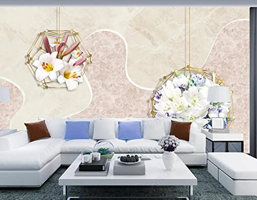Tapete 3D Fototapete 3D Effekt Blumenmarmor Tapeten Kinderzimmer Wandbilder Wohnzimmer Schlafzimmer Wanddeko -ZX09817-400x255cm von ZXCHEE