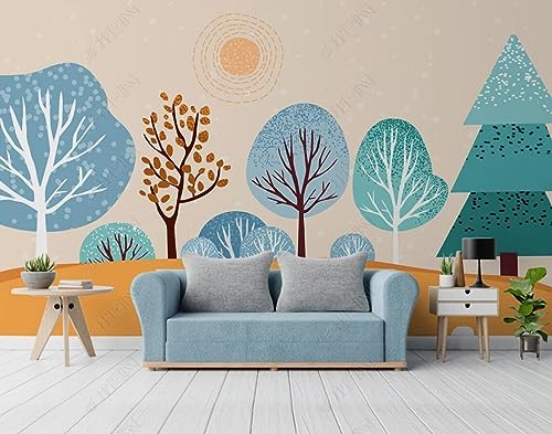 Tapete 3D Fototapete 3D Effekt Cartoon Waldbäume Tapeten Kinderzimmer Wandbilder Wohnzimmer Schlafzimmer Wanddeko -ZX07979-310x250cm von ZXCHEE