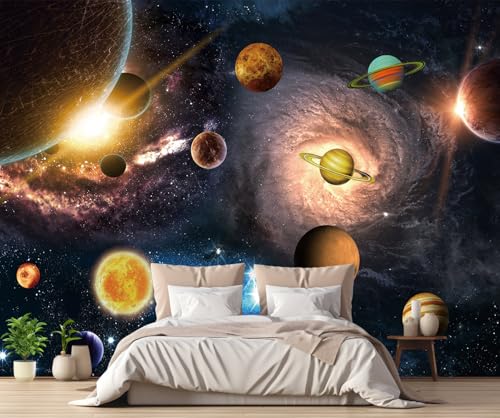 Tapete 3D Fototapete 3D Effekt Der Kosmische Planet Tapeten Kinderzimmer Wandbilder Wohnzimmer Schlafzimmer Wanddeko -ZX11004-350x250cm von ZXCHEE