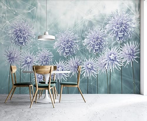 Tapete 3D Fototapete 3D Effekt Geometrische Lila Blumen Tapeten Kinderzimmer Wandbilder Wohnzimmer Schlafzimmer Wanddeko -ZX09141-350x250cm von ZXCHEE