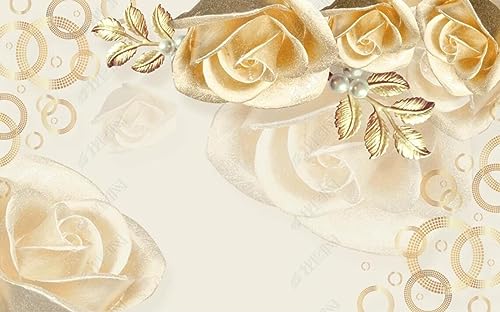 Tapete 3D Fototapete 3D Effekt Goldene Rosen Schmuck Tapeten Kinderzimmer Wandbilder Wohnzimmer Schlafzimmer Wanddeko -ZX14732-400x280cm Tapete 3D Fototapete 3D Effekt Goldene Rosen Schmuck Tapeten Kinderzimmer Wandbilder Wohnzimmer Schlafzimmer Wanddeko -ZX14732-400x280cm von ZXCHEE