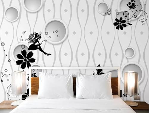 Tapete 3D Fototapete 3D Effekt Handgemalt Blumen Elfen Tapeten Kinderzimmer Wandbilder Wohnzimmer Schlafzimmer Wanddeko -ZX04541-310x250cm von ZXCHEE
