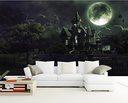 Tapete 3D Fototapete 3D Effekt Nacht Mond Schloss Architektur Tapeten Kinderzimmer Wandbilder Wohnzimmer Schlafzimmer Wanddeko -ZX14884-400x255cm von ZXCHEE