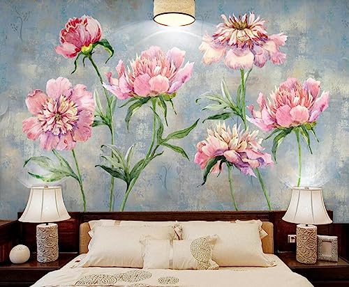 Tapete 3D Fototapete 3D Effekt Öl Gemälde Handgemalt Aquarell Rosa Blumen Tapeten Kinderzimmer Wandbilder Wohnzimmer Schlafzimmer Wanddeko -ZX08377-400x255cm von ZXCHEE
