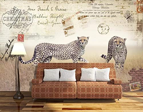 Tapete 3D Fototapete 3D Effekt Retro Leopard Tapeten Kinderzimmer Wandbilder Wohnzimmer Schlafzimmer Wanddeko -ZX09043-400x255cm von ZXCHEE