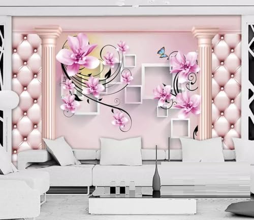 Tapete 3D Fototapete 3D Effekt Römische Säule Blumen Tapeten Kinderzimmer Wandbilder Wohnzimmer Schlafzimmer Wanddeko -ZX10203-350x250cm von ZXCHEE