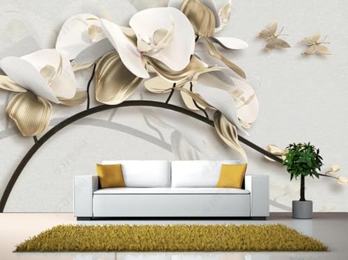 Tapete 3D Fototapete 3D Effekt Schmetterling Blumen Schmuck Blumen Tapeten Kinderzimmer Wandbilder Wohnzimmer Schlafzimmer Wanddeko -ZX10230-350x250cm von ZXCHEE