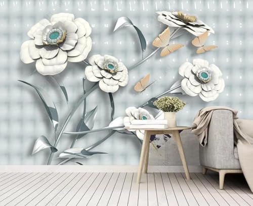 Tapete 3D Fototapete 3D Effekt Schmuck Blumen Schmetterling Tapeten Kinderzimmer Wandbilder Wohnzimmer Schlafzimmer Wanddeko -ZX02340-430x300cm von ZXCHEE