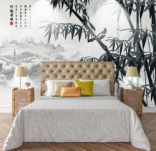 Tapete 3D Fototapete 3D Effekt Schwarzweißer Bambuswald Tapeten Kinderzimmer Wandbilder Wohnzimmer Schlafzimmer Wanddeko -ZX14820-350x250cm von ZXCHEE