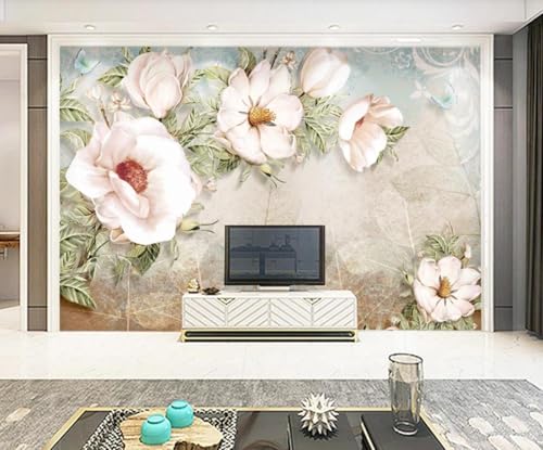 Tapete 3D Fototapete 3D Effekt Vintage Ölgemälde Blumen Tapeten Kinderzimmer Wandbilder Wohnzimmer Schlafzimmer Wanddeko -ZX09112-300x210cm von ZXCHEE