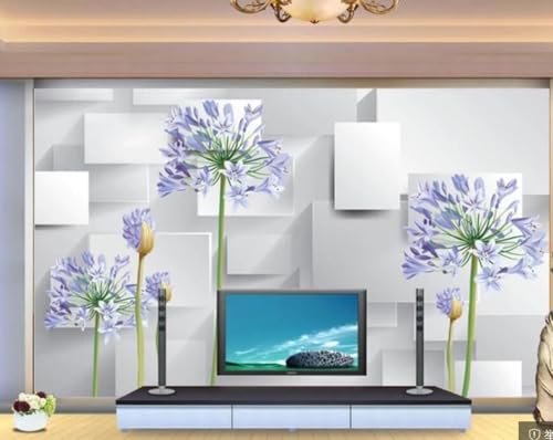 Tapete 3D Fototapete 3D Effekt Violette Blumen Tapeten Kinderzimmer Wandbilder Wohnzimmer Schlafzimmer Wanddeko -ZX07900-400x255cm von ZXCHEE