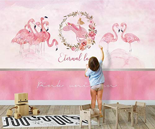 Tapete 3D Fototapete 3D Effekt Wandbilder XXL Einhorn Rosa Flamingo Foto Tapeten 3D Effekt Vliestapete Wandtapete Wandbild 3D Wanddeko von ZXCHEE