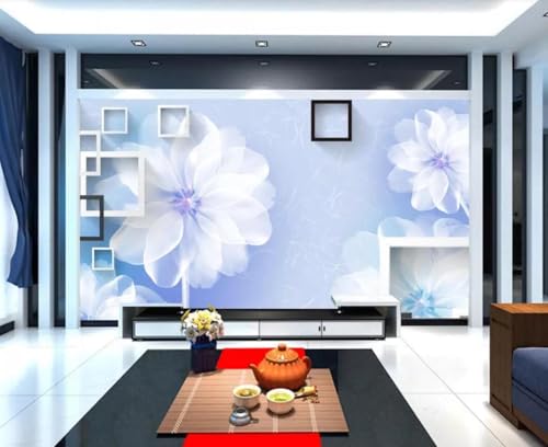 Tapete 3D Fototapete 3D Effekt Weiße Blumen Tapeten Kinderzimmer Wandbilder Wohnzimmer Schlafzimmer Wanddeko -ZX09524-200x140cm von ZXCHEE