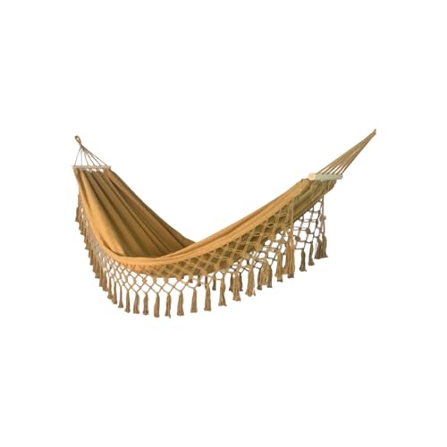 Canvas-Hängematte for Outdoor-Camping, leicht, mit Holzstäben, multifunktionale breite Hängematte(Bruin) von ZXCMY