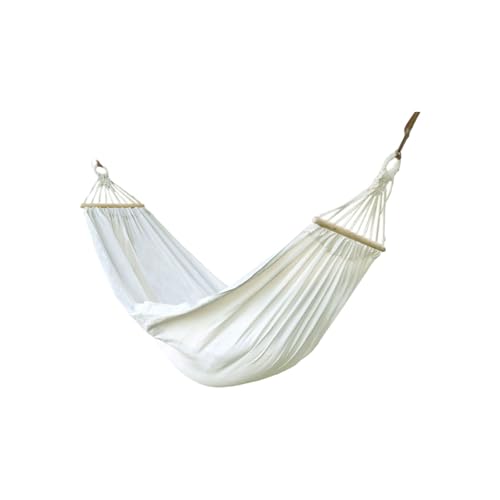 Canvas-Hängematte for Outdoor-Camping-Reisen mit Holzstäben, einfach zu verstauen, for Aufhängen am Baum, Mehrzweck-Hängematte(Blanc,L) von ZXCMY