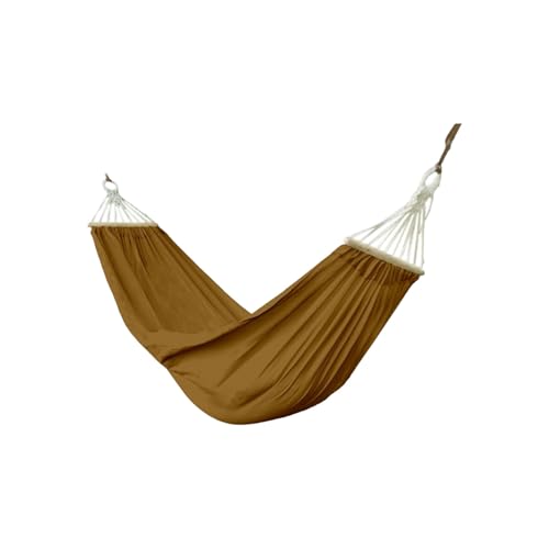 Canvas-Hängematte for Outdoor-Camping-Reisen mit Holzstäben, einfach zu verstauen, for Aufhängen am Baum, Mehrzweck-Hängematte(Bruin,L) von ZXCMY