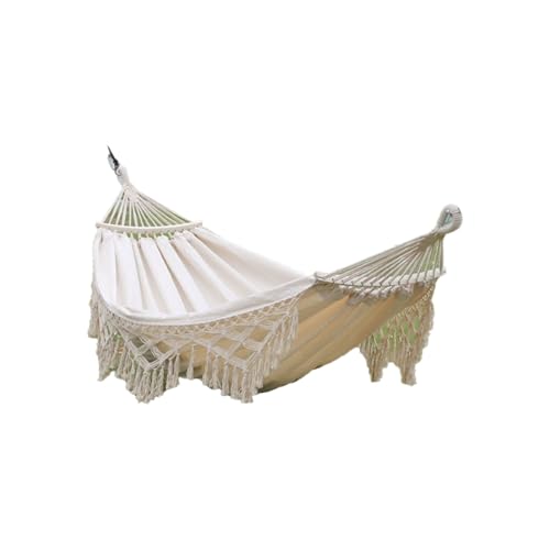 Hängematte aus Baumwoll-Canvas for Outdoor-Camping, Freizeit, Reisen, tragbar, stark, Mehrzweck-Hängematte(Blanc) von ZXCMY