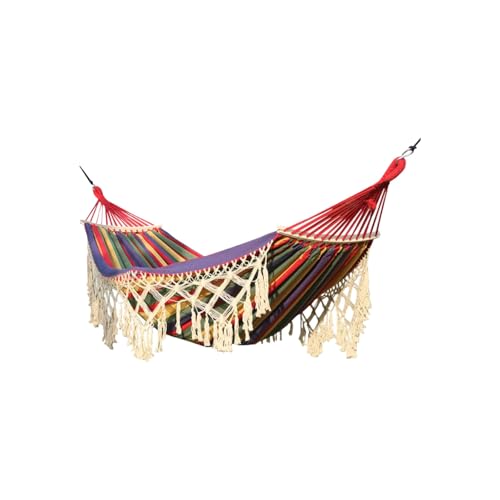 Hängematte aus Baumwoll-Canvas for Outdoor-Camping, Freizeit, Reisen, tragbar, stark, Mehrzweck-Hängematte(Rosso) von ZXCMY