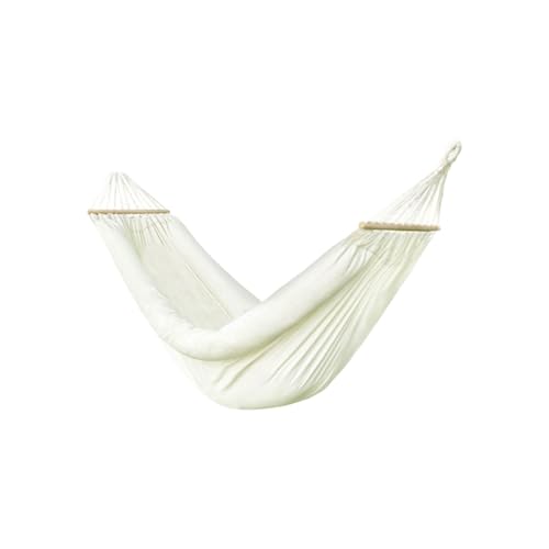 Hängematte aus Segeltuch mit verdickten Holzstäben for Reisen im Freien, tragbar, Hängematte for Aufhängen am Baum(Blanc,S) von ZXCMY