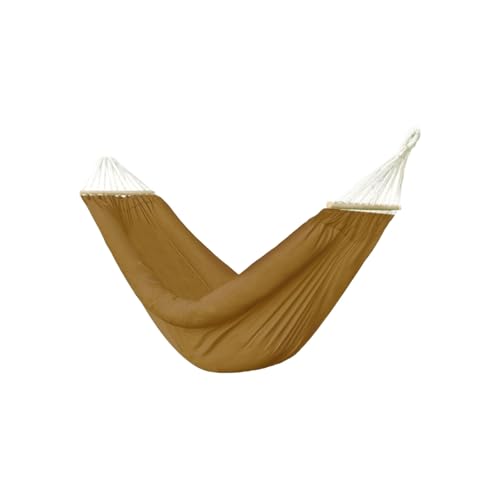 Hängematte aus Segeltuch mit verdickten Holzstäben for Reisen im Freien, tragbar, Hängematte for Aufhängen am Baum(Bruin,S) von ZXCMY